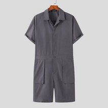 점프슈트작업복 캠핑 데님 오버핏 잘 피팅 남성 솔리드 s 캐주얼 스트릿웨어 미드 짧은 소매 Jumpsuits S5XL