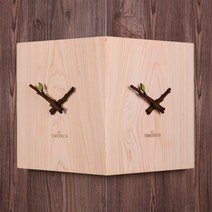 PGM1*^몰편백나무 통원목 코너시계(PTCD Corner Clock) 양면 벽걸이 디자인 우드 거실 벽시계 인테리어벽 집들이 소품^*1췤pgm, a^^*옵션없슴