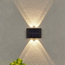 솔라정원등 솔라벽등 LED실외벽등 상하 발광벽장식등 야외 조명 정원등 2Pcs, 따스한 빛, 4LED 벽등