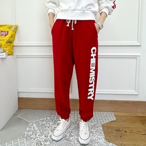케미 레터링 조거 팬츠 여성용 바지 긴바지