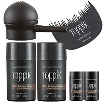 TOPPIK 토픽 흑채 12g 2개 세트 (2개월분) 에어펌프 옵티마이저 포함 3g 2개 증정 색상선택 천연케라틴 증모제, 어두운갈색 12g