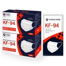 1+1 숨쉬기편한 KF94마스크 국내산 안심필터 부직포 (개별포장) 화이트/블랙마스크 100매, (1+1)흰색+흰색-100매