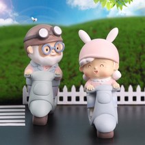 가정의달 부모님 선물 행복한 노부부 도자기 인형 인테리어 장식 생신 생일 축하선물, 디스플레이 배경 블루그린
