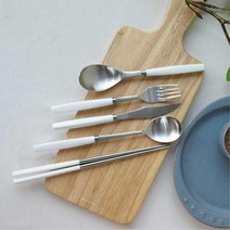 4인가족 무광 스텐 개성만점 커트러리 가족수저세트 홀로족 숟가락젓가락 연말파티 사진소품 시부모님선물, 화이트/커트러리 스푼