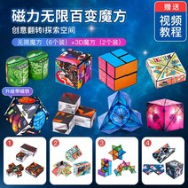 루빅스큐브 3D큐브 기하학적 입체 자석 사고 블록 장난감, 50 8개입 6개 변형+2개 3D 마그네틱 큐브