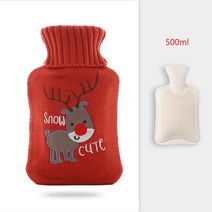 풋 워머 500/1000ML 따뜻한 물 주머니 배꼽 손 발을 따뜻하게 겨울을 하는 온수 물병 크리스마스 선물, 02 500ml Elk
