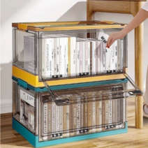 수납함 책상자 학생 교실 책정리함 접이식 투명책 책보관함, 업그레이드 더블 도어/3초 접이식/이동 도르래 포함, 옵션 24번 제품, 1개