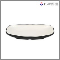 돌산멜라민 체크투톤(블랙앤화이트) 신타원골접시 (업소용그릇 멜라민그릇 예쁜그릇 식당접시 멜라민볼 멜라민찬기 검정색그릇), DS-7160 (4호)