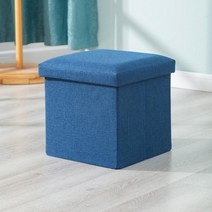 무타공마켓 가득수납 튼튼한 스툴의자 사각 패브릭 접이식 싱글, 네이비