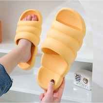 힐링스팟 마카롱 뚱카롱 구름 무소음 거실 슬리퍼 층간소음방지 푹신한 임산부 산후조리원 실내화, 옐로우