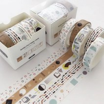 보관함 마스킹테이프커터기 귀여운 장식 접착 테이프 단색 마스킹 사진 스크랩북 DIY 그리드 풍경 와시 5 개/세트 115716, 소닉 웨이브