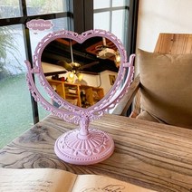 하트거울 INS한국 스타일 심장 모양의 화장품 거울 아크릴 투명 베이스 메이크업 양면 홈 침실 데스크탑, B-Purple