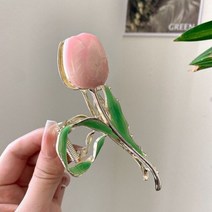 한복 머리 뒤꽂이 비녀 올림머리 헤어핀 블로거 푸시 튤립 꽃 머리핀 한국의 Ins 백 헤드 스크랩 상어 클립 작고 신선한 헤어 액세서리