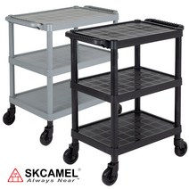 (우리주방)업소용 서빙카트 운반카트 3단카트 식당카트, 중, 검정, 1개