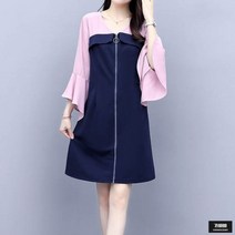 (당일발송)가바바 여성 빅사이즈 원피스 지퍼장식 프릴소매 미니원피스 G50265