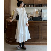 흰원피스 겨울 가을 프렌치 리시안시스 첫사랑 숙 여성 코디 페블럼라인 3663528863, 화이트 XL
