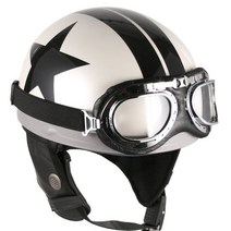 HANMI 한미 에토코리아 오토바이 바이크 전동 스쿠터 하프페이스 헬멧 클래식 패션 고글모 반모, 블랙스타 고글모