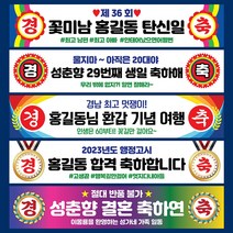 경축 현수막 행사 생일 생일 졸업 축하 승진 환갑 칠순 합격 워크샵 플랜카드, 경축05, 사방펀칭+큐방4개