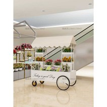 이동식 꽃 매대 꽃집 카트 노점 가판 진열대 야외 마켓, 상세 페이지 참고, 핑크 길이 140 폭 60 높이 200