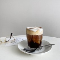 스택 플랫화이트잔 아인슈페너잔 아포가토 아이스커피 아메리카노 잔 210ml 2type, 클리어(210ml), 1개