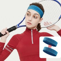 1+1 땀흘림방지 스포츠 운동 헤어밴드 헤드밴드 남녀공용, 블루