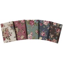 퀼트패키지 미들 쉐비 로즈 플라워 프린트 원단 1/4마 5종