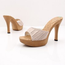 분홍슈즈 주름 가보시힐 뮬 슬리퍼 샌들 하이힐 여름 슬리퍼힐 PL_05 엘리스46_주름