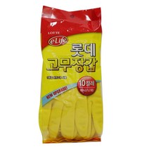 롯데 이라이프 미니 고무장갑 옐로우, 10개입, 대(L), 10개