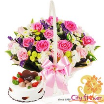 [cityflower꽃＋케익] 그녀에게꽃바구니_케익/생일선물 프로포즈/전국당일배송꽃배달