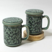 청자 흑상감 당초 머그다기세트, 1