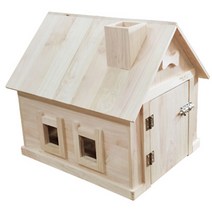 편백나무애견가구 원목 하우스 + 방석, 540 x 390 x 480mm