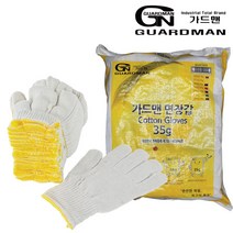 가드맨 면장갑 목장갑 35g 100켤레, 노랑(손목띠)