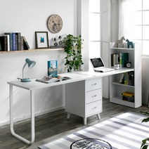 헤븐2인용서랍형1500책상세트, 화이트