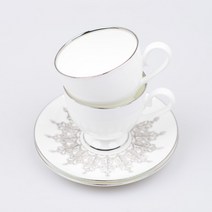 바로크 커피잔 2인조 4P, 화이트골드