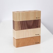 hoaken 호큰공방 기본 4구볼펜곶이 원목연필꽂이 네모이야기 디자인 원목소품, 네모 긴볼펜꽂이, 04.월넛
