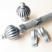 35mm 왕관골봉 커튼봉 18자(380~540Cm), 블랙실버, 길이: 18자(380~540Cm)