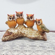 통나무위부엉이가족, 혼합색상, 1