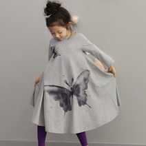 보니또 북유럽풍 여아 면 긴팔 원피스 나비 롱 드레스