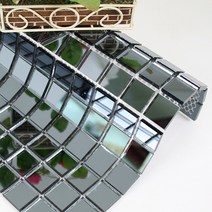 모네스페스 점착식 미러거울모자이크타일 그레이연흑경25mm(1장), 접착식모자이크타일