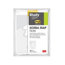 3M 스터디메이트 노트 (한국지도) 일반 포스트잇, 화이트, 45매