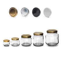 글라스락 [삼광유리] 낮은 유리병 시리즈, 실버뚜껑, 100(L)*4, 100ml