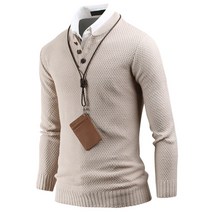 다꾸앙 남성용 멋진 남자의 헨리넥 긴팔 니트