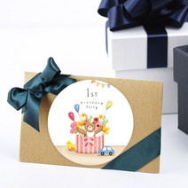 더굿데이 첫돌 돌잔치 백일 생일스티커 16종 포장데코스티커, 01곰돌이첫돌베이직형60mm/12장