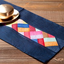 하율공방 고급 모시 전통 조각보 테이블 러너, 곤색, 2인 (80x30.5)