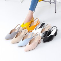 홍대언니:로즈윌 슬링백 미들힐 신발 여성구두 오픈힐