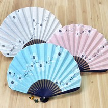 꽃반달 모시 면부채＋고급매듭증정, 백색