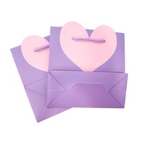 바미샵 하트퍼플 종이쇼핑백 쇼핑봉투 무광, 퍼플, 1개