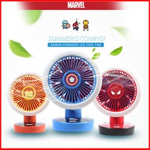 정품 마블 카와이 LED 선풍기 탁상용 저소음 아이언맨, 캡틴아메리카 1개