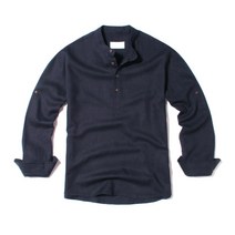 다꾸앙 남성용 린넨 헨리넥 롤업 긴팔 셔츠 sh2904