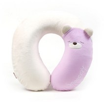 코모레비 스누지(Snoooozy) 메모리폼 목쿠션 커버탈부착 목베개, 곰(핑크)